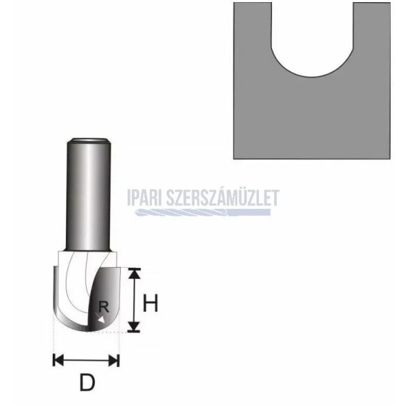 Felsőmarókés U-alak 12.7x19.6mm R6.35mm/8mm Dedra 07F072B