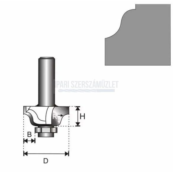 Felsőmarókés 25.7x9.7x6.35xR3.17mm/8mm HB Dedra 07F191B