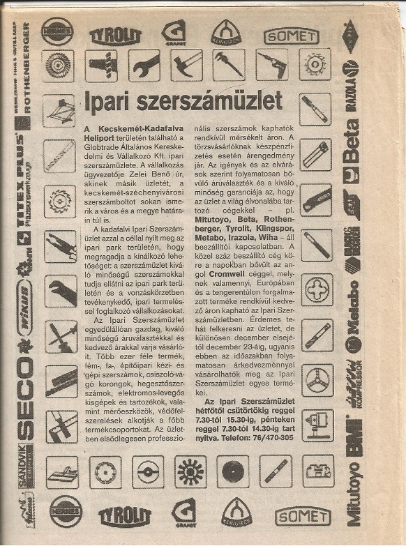 1999. Újsághirdetés
